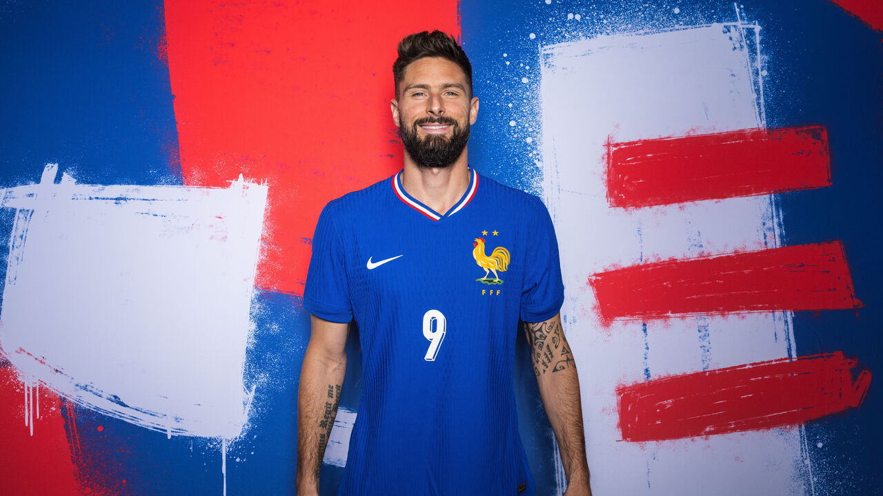 PADERBORN, GERMANY - JUNE 13: Olivier Giroud of France poses for a portrait during the France Portrait session ahead of the UEFA EURO 2024 Germany on June 13, 2024 in Bad Lippspringe near Paderborn, Germany.