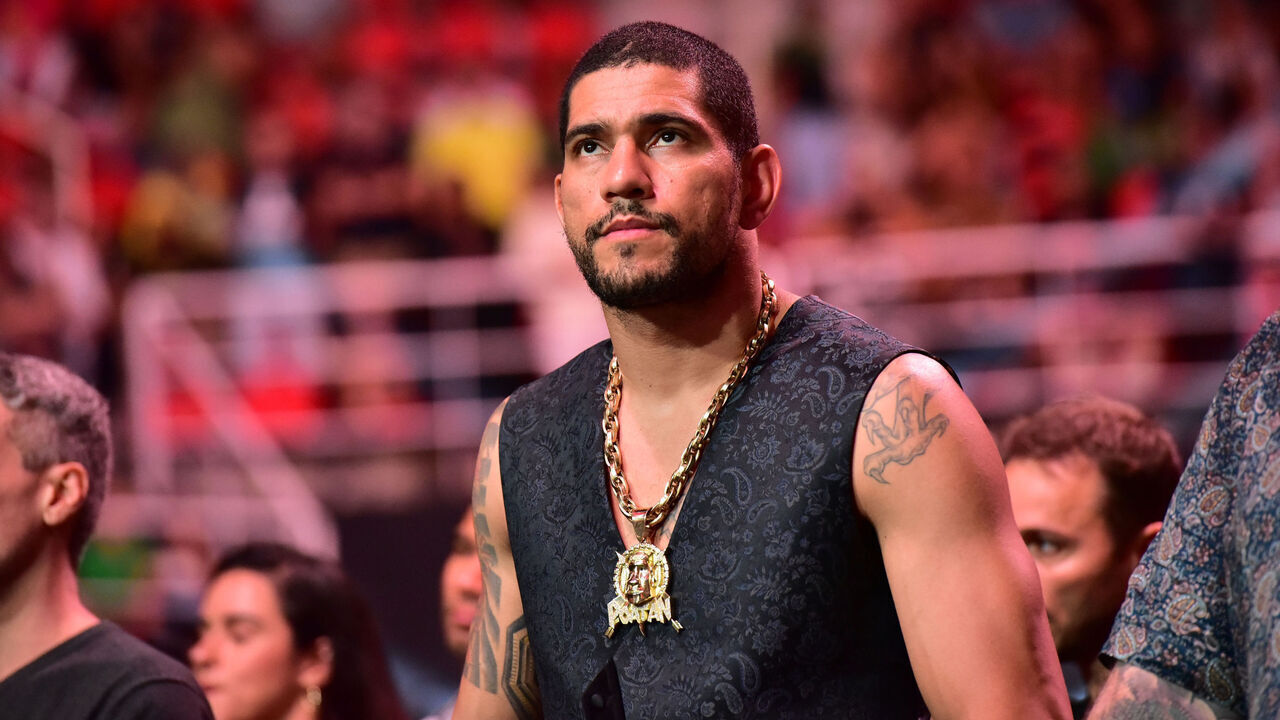 RIO DE JANEIRO, RJ - MAY 5: Champion of UFC Alex Poatan Pereira watches Jose Aldo fighting Jonathan Martinez during the UFC 301 event at Farmasi Arena on May 5, 2024 in Rio de Janeiro, RJ, Brazil.