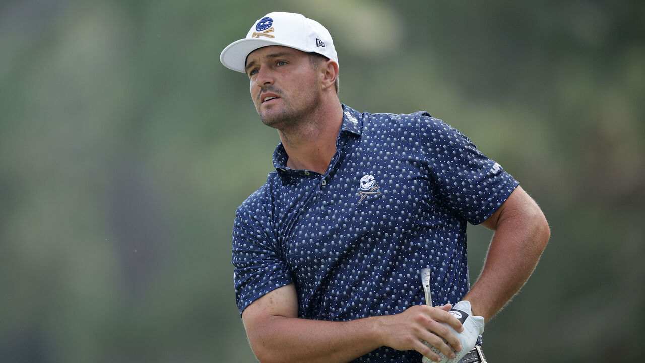 PINEHURST, NORTH CAROLINA - JUNE 13: Bryson DeChambeau of the United States follows his shot from the third tee during the first round of the 124th U.S. Open at Pinehurst Resort on June 13, 2024 in Pinehurst, North Carolina.