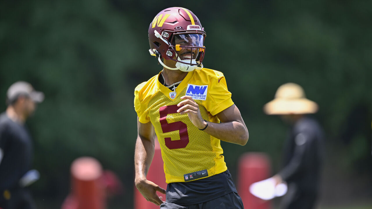ASHBURN, VA - JUNE 12 : Washington Commanders quarterback Jayden Daniels during mini camp at Commanders Park in Ashburn, VA on June 12, 2024.