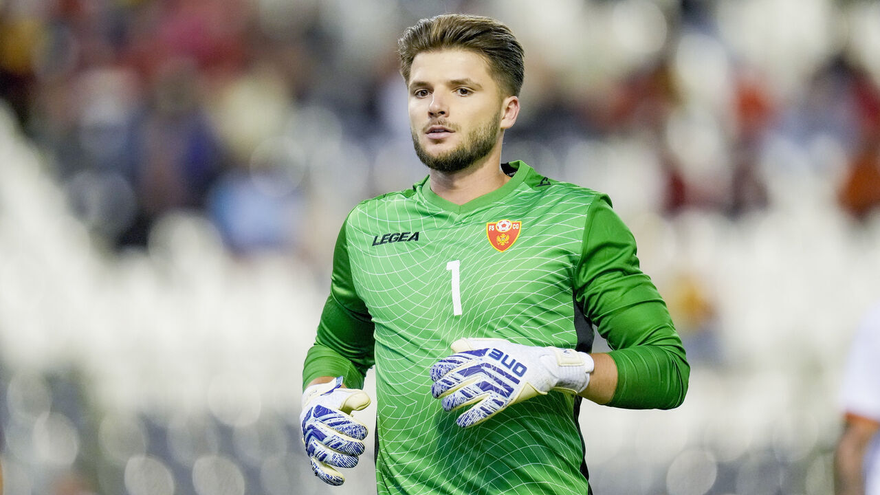 BRUSSELS, BELGIUM - JUNE 5: goalkeeper Matija Sarkic of Montenegro looks on during the International Friendly match between Belgium and Montenegro at King Baudouin Stadium on June 5, 2024 in Brussels, Belgium.