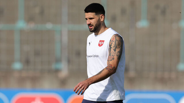 AUGSBURG, GERMANY - JUNE 13: Serbia's Aleksandar Mitrovic attends a training session ahead of the UEFA Euro 2024 football Championship, on June 13. 2024. in Augsburg, Germany.