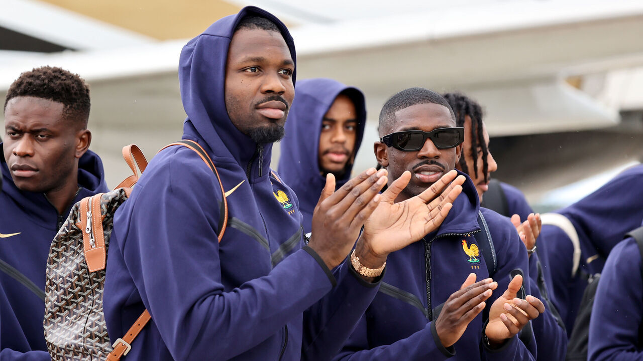 BUEREN, GERMANY - JUNE 12: Marcus Thuram is seen during the France national football team arrival ahead of the UEFA EURO 2024 in Germany at Paderborn airport on June 12, 2024 in Bueren, Germany.