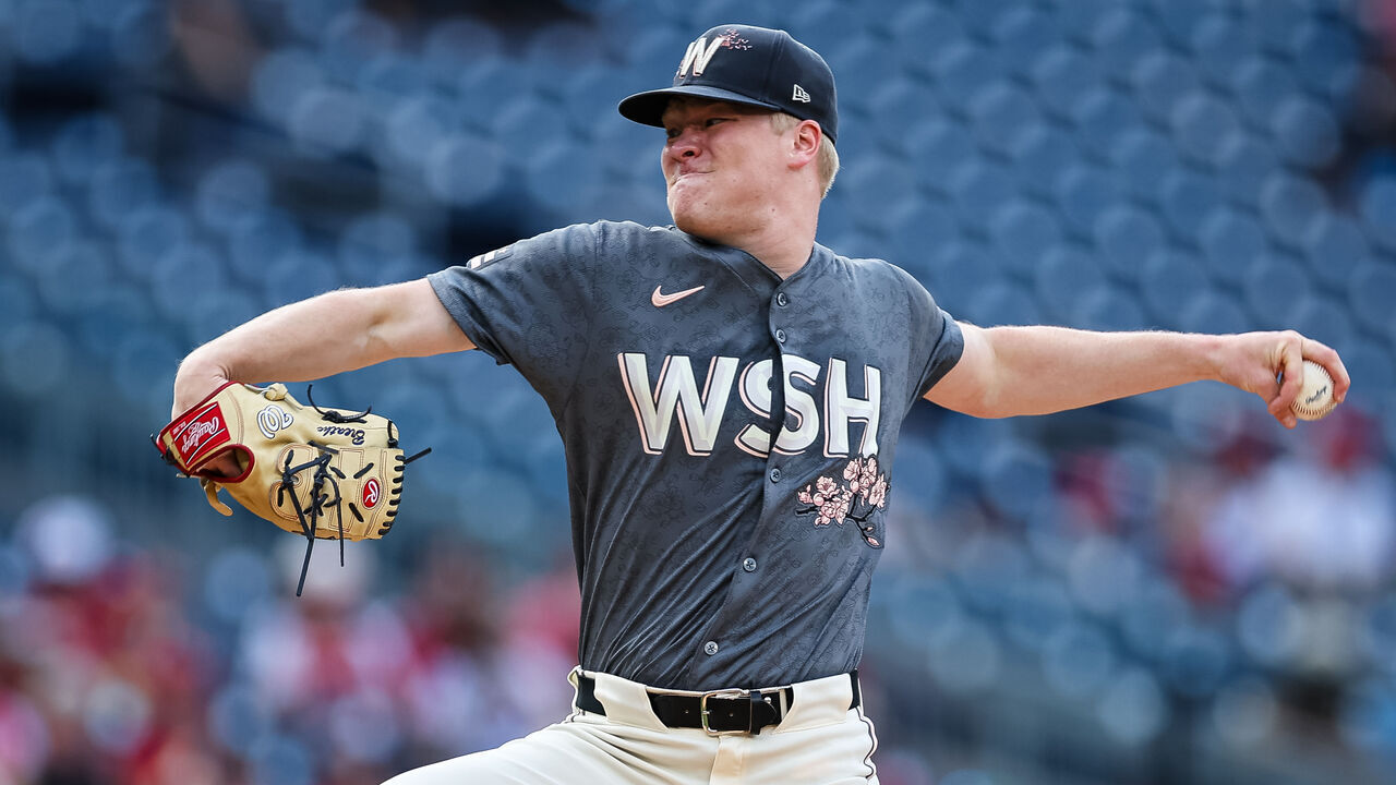 WASHINGTON, DC - JUNE 15: DJ Herz #74 of the Washington Nationals pitches against the Miami Marlins during the first inning at Nationals Park on June 15, 2024 in Washington, DC.