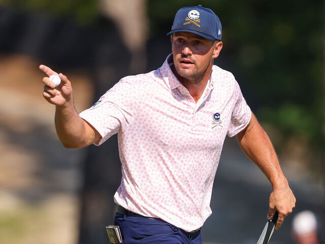 PINEHURST, NORTH CAROLINA - JUNE 15: Bryson DeChambeau of the United States reacts after making a birdie on the fifth hole during the third round of the 124th U.S. Open at Pinehurst Resort on June 15, 2024 in Pinehurst, North Carolina.