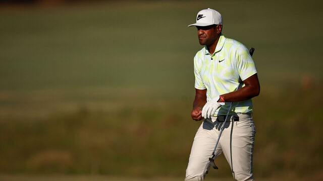 PINEHURST, NORTH CAROLINA - JUNE 15: Tony Finau of the United States looks on while playing the 13th hole during the third round of the 124th U.S. Open at Pinehurst Resort on June 15, 2024 in Pinehurst, North Carolina.