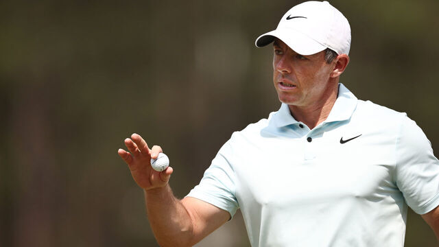 PINEHURST, NORTH CAROLINA - JUNE 16: Rory McIlroy of Northern Ireland reacts after making a par on the seventh hole during the final round of the 124th U.S. Open at Pinehurst Resort on June 16, 2024 in Pinehurst, North Carolina.