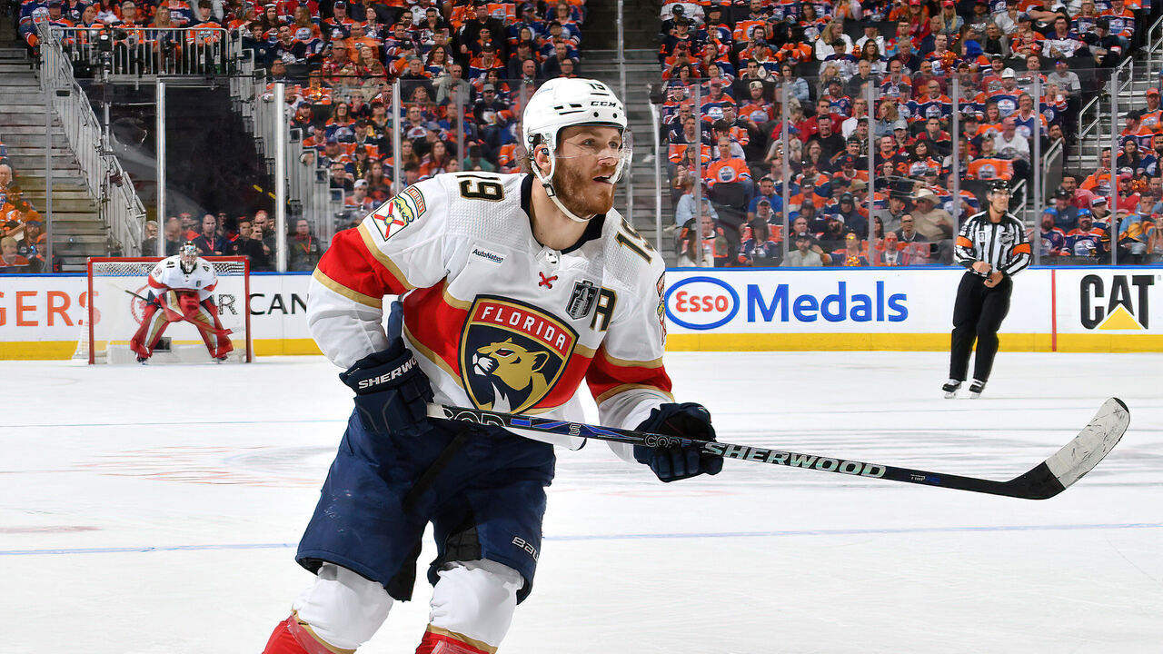 EDMONTON, CANADA - JUNE 15: Matthew Tkachuk #19 of the Florida Panthers in action during Game Four of the 2024 Stanley Cup Final against the Edmonton Oilers at Rogers Place on June 15, 2024, in Edmonton, Alberta, Canada.