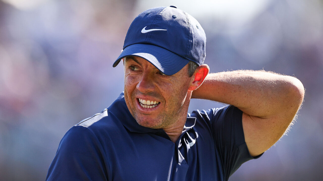 PINEHURST, NORTH CAROLINA - JUNE 15: Rory McIlroy of Northern Ireland looks on while playing the ninth hole during the third round of the 124th U.S. Open at Pinehurst Resort on June 15, 2024 in Pinehurst, North Carolina.