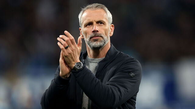 SINSHEIM, GERMANY - MAY 03: Marco Rose, Head Coach of RB Leipzig, shows appreciation to the fans following the Bundesliga match between TSG Hoffenheim and RB Leipzig at PreZero-Arena on May 03, 2024 in Sinsheim, Germany.