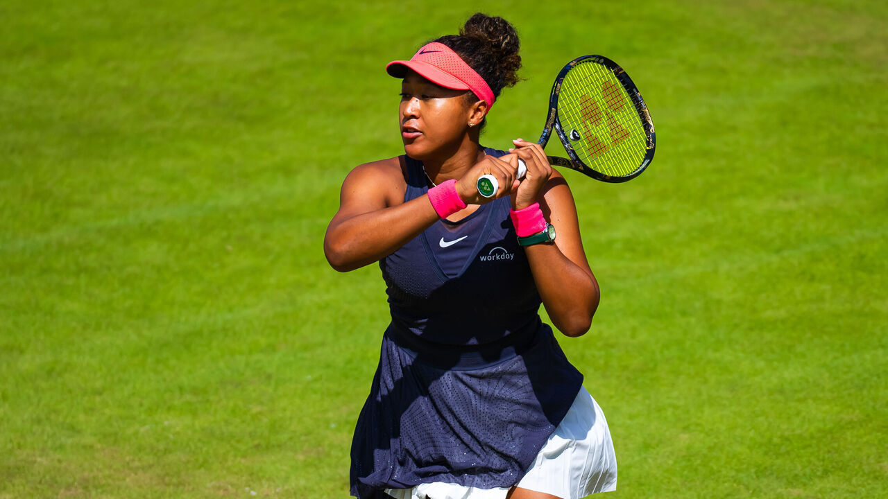 BERLIN, GERMANY - JUNE 18: Naomi Osaka of Japan in action against Qinwen Zheng of China in the first round on Day 2 of the Ecotrans Ladies Open Berlin on June 18, 2024 in Berlin, Germany