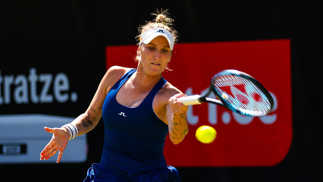 BERLIN, GERMANY - JUNE 20: Marketa Vondrousova of the Czech Republic in action against Anna Kalinskaya in the second round on Day 4 of the Ecotrans Ladies Open Berlin on June 20, 2024 in Berlin, Germany