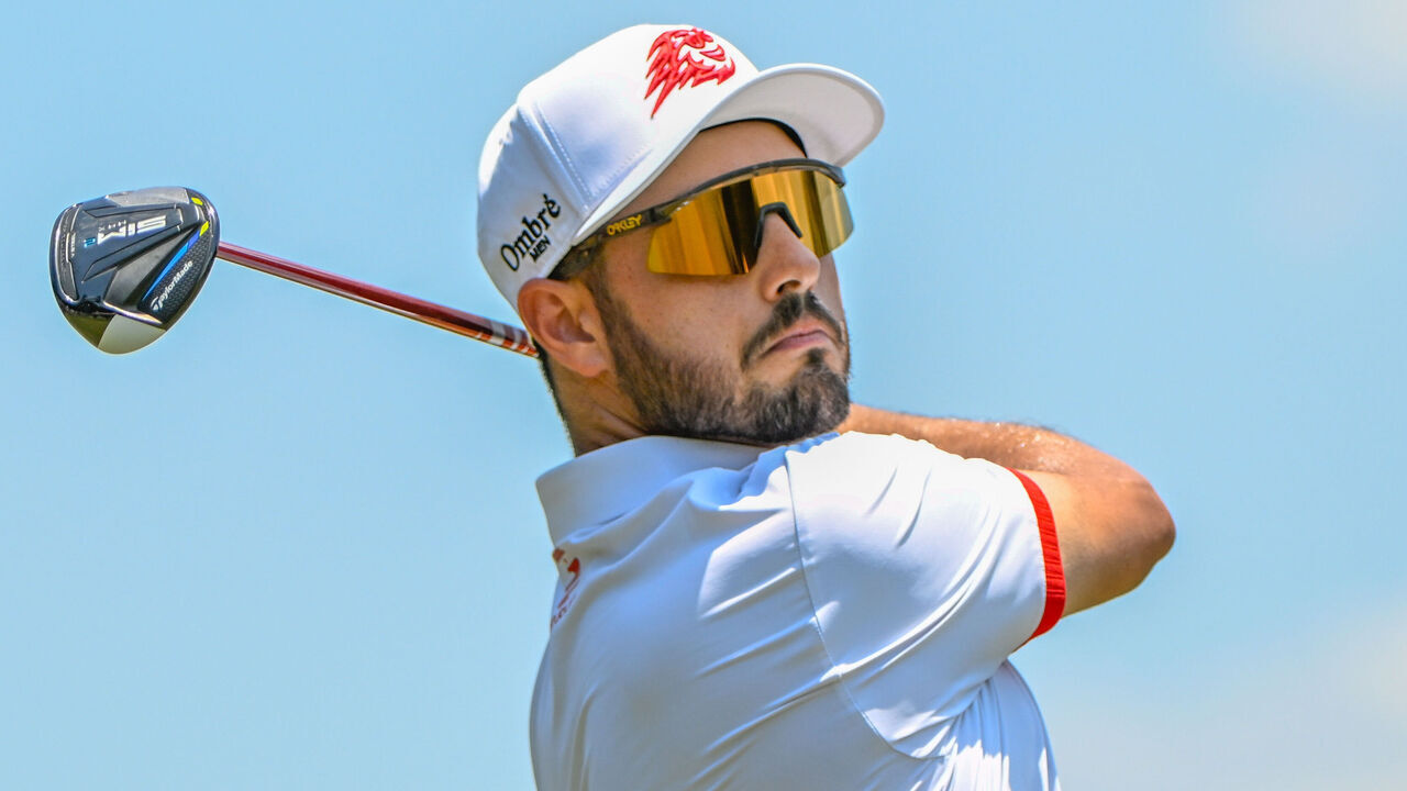 HUMBLE, TX - JUNE 07: Abraham Ancer (MEX) watches his tee shot on 3 during the first round of the LIV Golf Houston tournament on June 7, 2024 at Golf Club of Houston, in Humble, Texas.