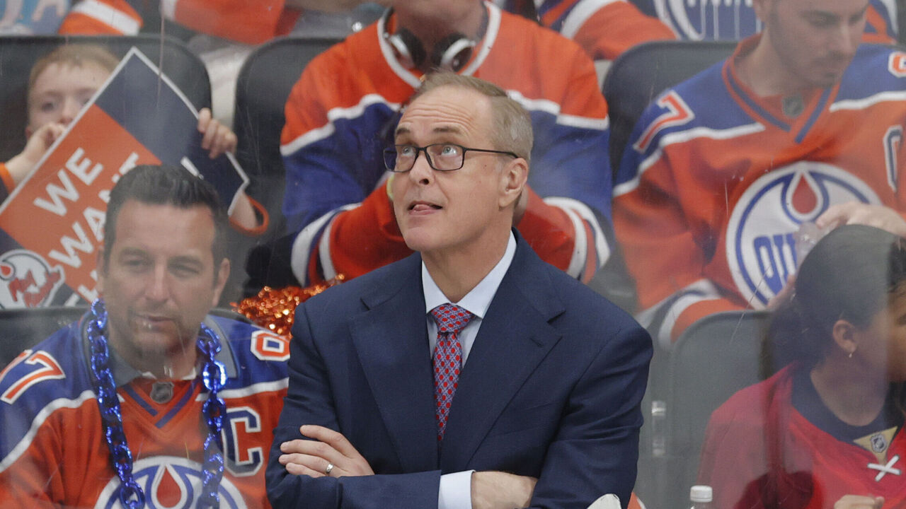 EDMONTON, ALBERTA - JUNE 21: Head coach Paul Maurice of the Florida Panthers looks on during the third period against the Edmonton Oilers in Game Five of the 2024 Stanley Cup Final at Amerant Bank Arena on June 18, 2024 in Sunrise, Florida.