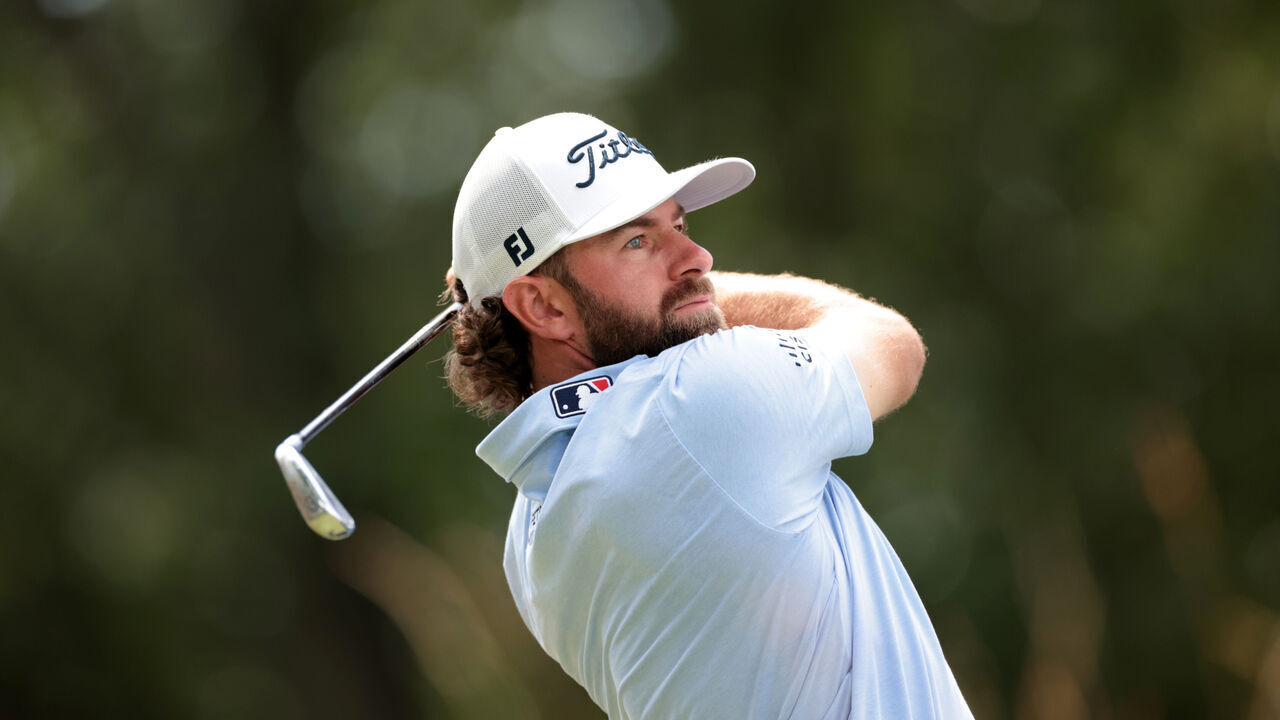 CROMWELL, CONNECTICUT - JUNE 22: Cameron Young of the United States plays his shot from the 17th tee during the third round of the Travelers Championship at TPC River Highlands on June 22, 2024 in Cromwell, Connecticut.