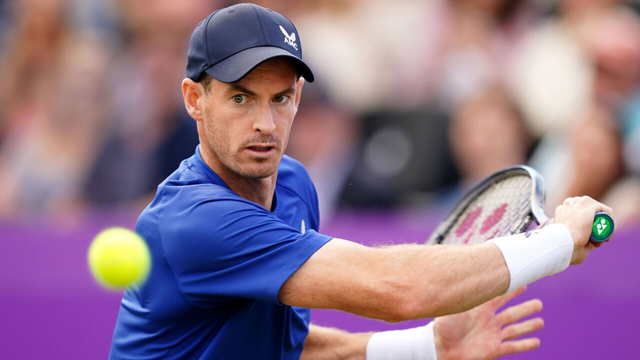 Andy Murray in action during his match against Jordan Thompson (not pictured) on day five of the cinch Championships at The Queen's Club, London. Picture date: Wednesday June 19, 2024.