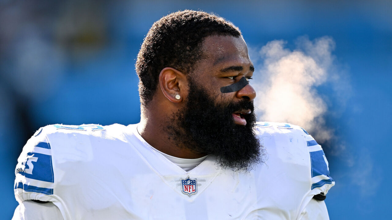 CHARLOTTE, NORTH CAROLINA - DECEMBER 24: Isaiah Buggs #96 of the Detroit Lions looks on before the game against the Carolina Panthers at Bank of America Stadium on December 24, 2022 in Charlotte, North Carolina.