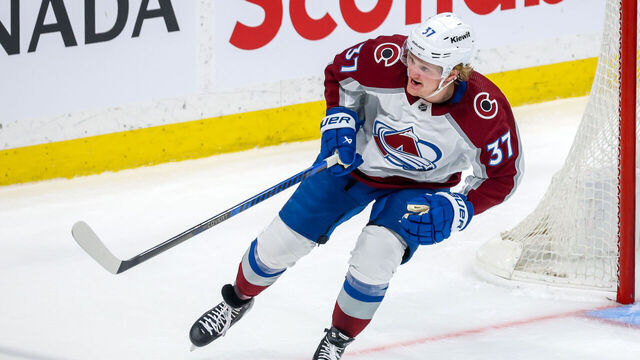 WINNIPEG, CANADA - APRIL 21: Casey Mittelstadt #37 of the Colorado Avalanche skates during second period action against the Winnipeg Jets in Game One of the First Round of the 2024 Stanley Cup Playoffs at Canada Life Centre on April 21, 2024 in Winnipeg, Manitoba, Canada.