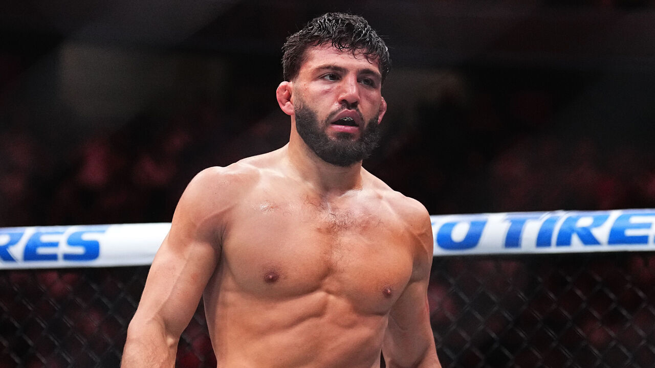 LAS VEGAS, NEVADA - APRIL 13: Arman Tsarukyan of Georgia prepares to fight in a lightweight fight during the UFC 300 event at T-Mobile Arena on April 13, 2024 in Las Vegas, Nevada.