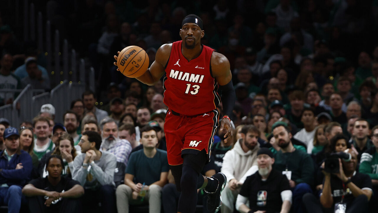 BOSTON, MA - APRIL 21: Bam Adebayo #13 of the Miami Heat against the Boston Celtics during the second half of game one of the Eastern Conference First Round Playoffs at TD Garden on April 21, 2024 in Boston, Massachusetts. NOTE TO USER: User expressly acknowledges and agrees that, by downloading and/or using this Photograph, user is consenting to the terms and conditions of the Getty Images License Agreement.
