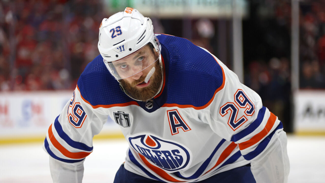 SUNRISE, FLORIDA - JUNE 24: Leon Draisaitl #29 of the Edmonton Oilers looks on during the third period of Game Seven of the 2024 Stanley Cup Final between the Edmonton Oilers and the Florida Panthers at Amerant Bank Arena on June 24, 2024 in Sunrise, Florida.