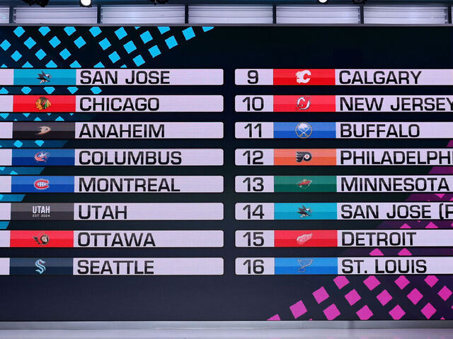 SECAUCUS, NEW JERSEY - MAY 07: NHL Draft Lottery positions are seen during the 2024 NHL Draft Lottery at NHL Network Studio on May 07, 2024 in Secaucus, New Jersey.
