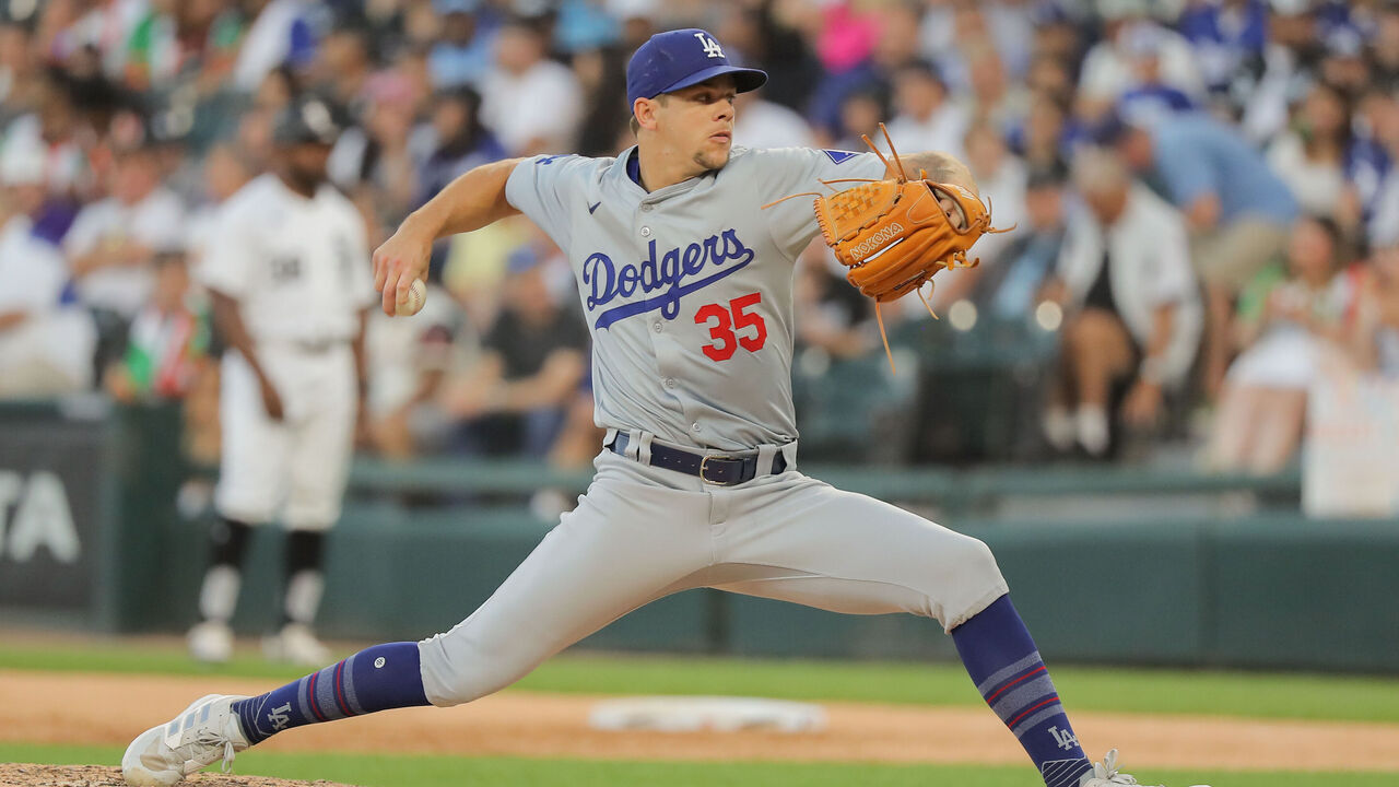 CHICAGO, IL - JUNE 26: Gavin Stone #35 of the Los Angeles Dodgers delivers a pitch in the fourth inning against the Chicago White Sox on June 26, 2024 at Guaranteed Rate Field in Chicago,Illinois.