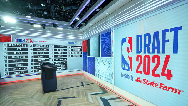 BROOKLYN, NY - JUNE 27: A view of the stage before the 2024 NBA Draft - Round Two on June 27, 2024 at Barclays Center in Brooklyn, New York. Mandatory Copyright Notice: Copyright 2024 NBAE