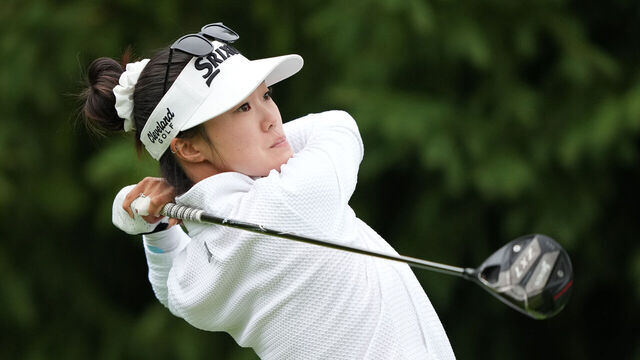 MIDLAND, MICHIGAN - JUNE 28: Grace Kim of Australia plays her shot from the sixth tee during the second round of the Dow Championship at Midland Country Club on June 28, 2024 in Midland, Michigan.