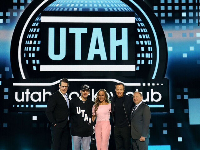 LAS VEGAS, NEVADA - JUNE 28: Tij Iginla is selected by the Utah Hockey Club with the sixth overall pick during the first round of the 2024 Upper Deck NHL Draft at Sphere on June 28, 2024 in Las Vegas, Nevada.