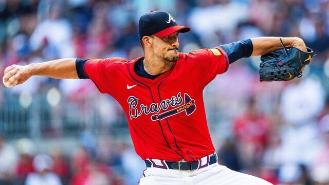 ATLANTA, GA - JUNE 28: Charlie Morton #50 of the Atlanta Braves pitches in the first inning against the Pittsburg Pirates at Truist Park on June 28, 2024 in Atlanta, Georgia.