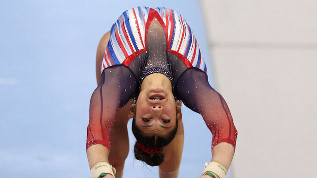 MINNEAPOLIS, MINNESOTA - JUNE 28: Kayla DiCello competes in the vault routine on Day Two of the 2024 U.S. Olympic Team Gymnastics Trials at Target Center on June 28, 2024 in Minneapolis, Minnesota.