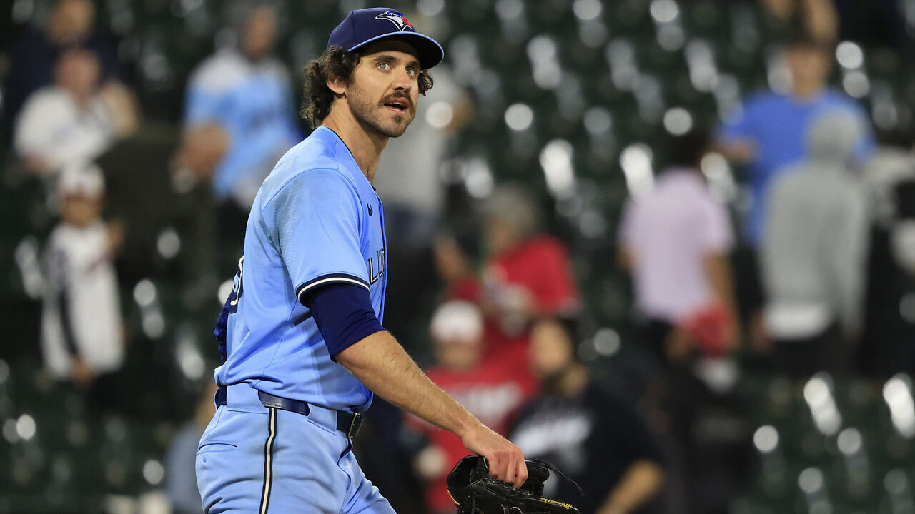 CHICAGO, ILLINOIS - MAY 29: Jordan Romano #68 of the Toronto Blue Jays reacts after a win over the Chicago White Sox at Guaranteed Rate Field on May 29, 2024 in Chicago, Illinois.