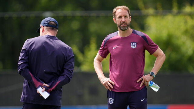 England manager Gareth Southgate during a training session at the Spa & Golf Resort Weimarer Land in Blankenhain, Germany. Picture date: Saturday June 29, 2024.