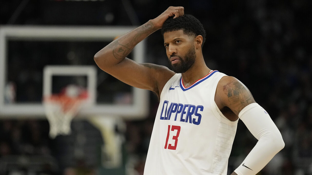 MILWAUKEE, WISCONSIN - MARCH 04: Paul George #13 of the LA Clippers reacts during the second half against the Milwaukee Bucks at Fiserv Forum on March 04, 2024 in Milwaukee, Wisconsin.