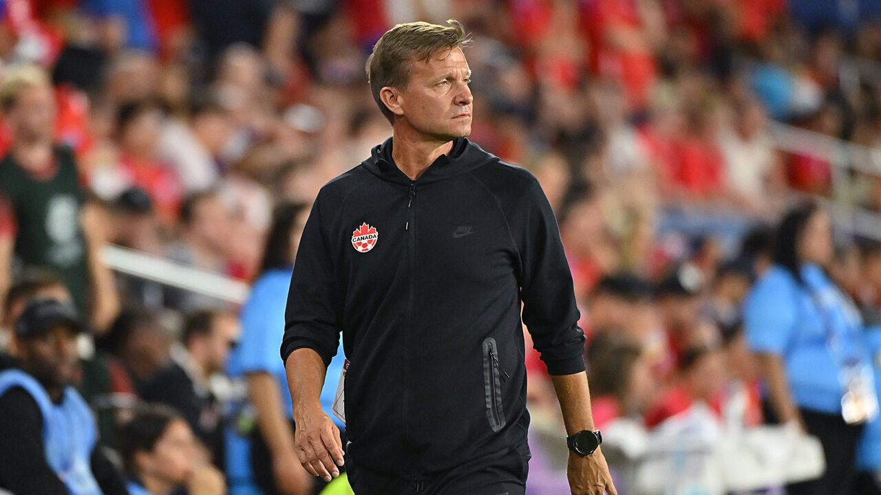 ORLANDO, FLORIDA - JUNE 29: Jesse Marsch, Head Coach of Canada gestures during the CONMEBOL Copa America 2024 Group A match between Canada and Chile at Exploria Stadium on June 29, 2024 in Orlando, Florida.