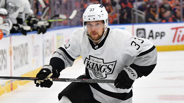 EDMONTON, CANADA - MAY 01: Viktor Arvidsson #33 of the Los Angeles Kings in action in Game Five of the First Round of the 2024 Stanley Cup Playoffs against the Edmonton Oilers at Rogers Place on May 1, 2024, in Edmonton, Alberta, Canada.