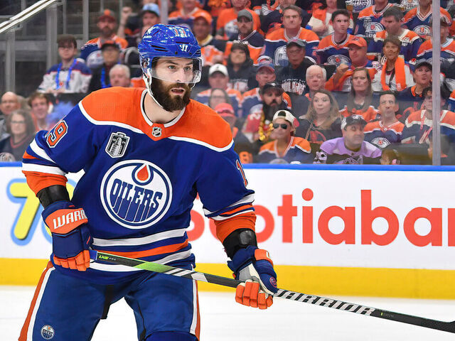 EDMONTON, CANADA - JUNE 21: Adam Henrique #19 of the Edmonton Oilers in action during Game Six of the 2024 Stanley Cup Final against the Florida Panthers at Rogers Place on June 21, 2024, in Edmonton, Alberta, Canada.