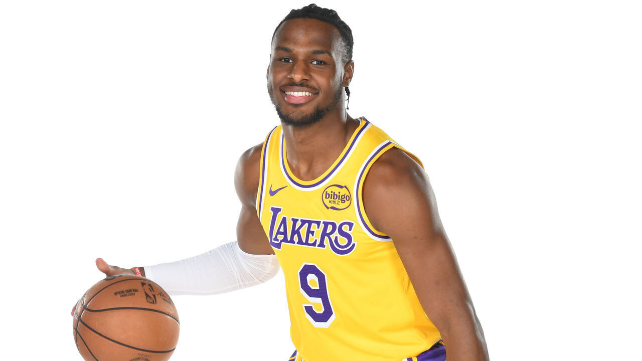 LOS ANGELES, CA - JULY 2: Bronny James of the Los Angeles Lakers poses for a portrait on July 2, 2024 at UCLA Health Training Center in El Segundo, California. NOTE TO USER: User expressly acknowledges and agrees that, by downloading and/or using this Photograph, user is consenting to the terms and conditions of the Getty Images License Agreement. Mandatory Copyright Notice: Copyright 2024 NBAE