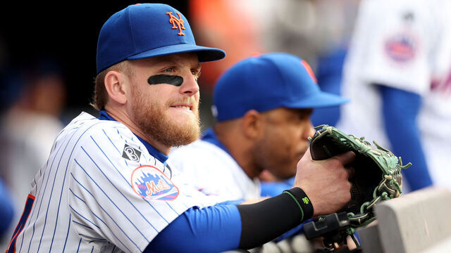 NEW YORK, NEW YORK - JUNE 12: Harrison Bader #44 of the New York Mets looks on from the dugout before the game against the Miami Marlins at Citi Field on June 12, 2024 in the Flushing neighborhood of the Queens borough of New York City.