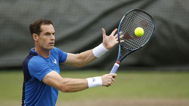 LONDON, ENGLAND - JULY 02: Andy Murray of Great Britain practices during day two of The Championships Wimbledon 2024 at All England Lawn Tennis and Croquet Club on July 02, 2024 in London, England.
