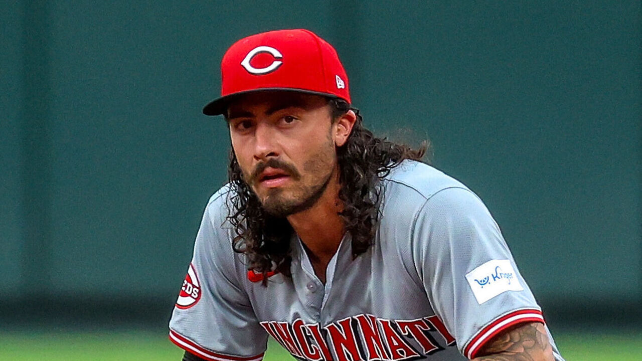 ST. LOUIS, MO - JUNE 28: Jonathan India #6 of the Cincinnati Reds waits for play to resume during the first inning against the St. Louis Cardinals at Busch Stadium on June 28, 2024 in St. Louis, Missouri.