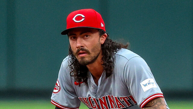 ST. LOUIS, MO - JUNE 28: Jonathan India #6 of the Cincinnati Reds waits for play to resume during the first inning against the St. Louis Cardinals at Busch Stadium on June 28, 2024 in St. Louis, Missouri.