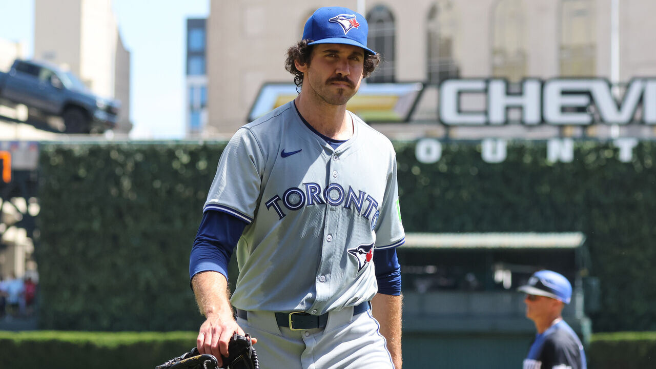 DETROIT, MI - MAY 25: Toronto Blue Jays relief pitcher Jordan Romano (68) walks to the dugout at the end of the eighth inning of a regular season Major League Baseball game between the Toronto Blue Jays and the Detroit Tigers on May 25, 2024 at Comerica Park in Detroit, Michigan.