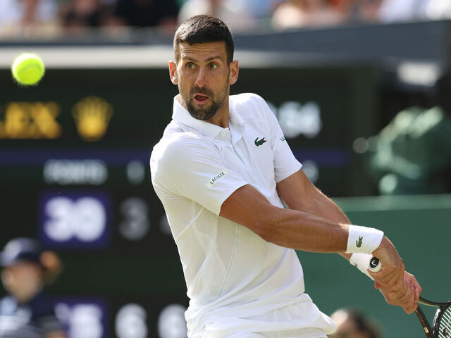 LONDON, ENGLAND - JULY 4: Novak Djokovic (SRB) during his Gentlemen's Singles Second Round match against Jacob Fearnley (GBR) during day four of The Championships Wimbledon 2024 at All England Lawn Tennis and Croquet Club on July 4, 2024 in London, England.