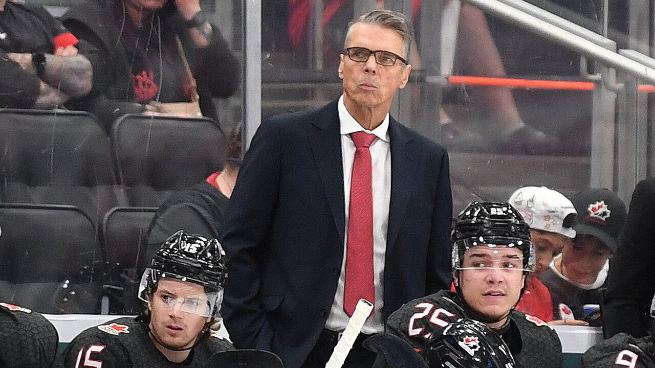EDMONTON, AB - AUGUST 17: Dave Cameron of Canada watches play from the bench during the game against Switzerland in the IIHF World Junior Championship on August 17, 2022 at Rogers Place in Edmonton, Alberta, Canada