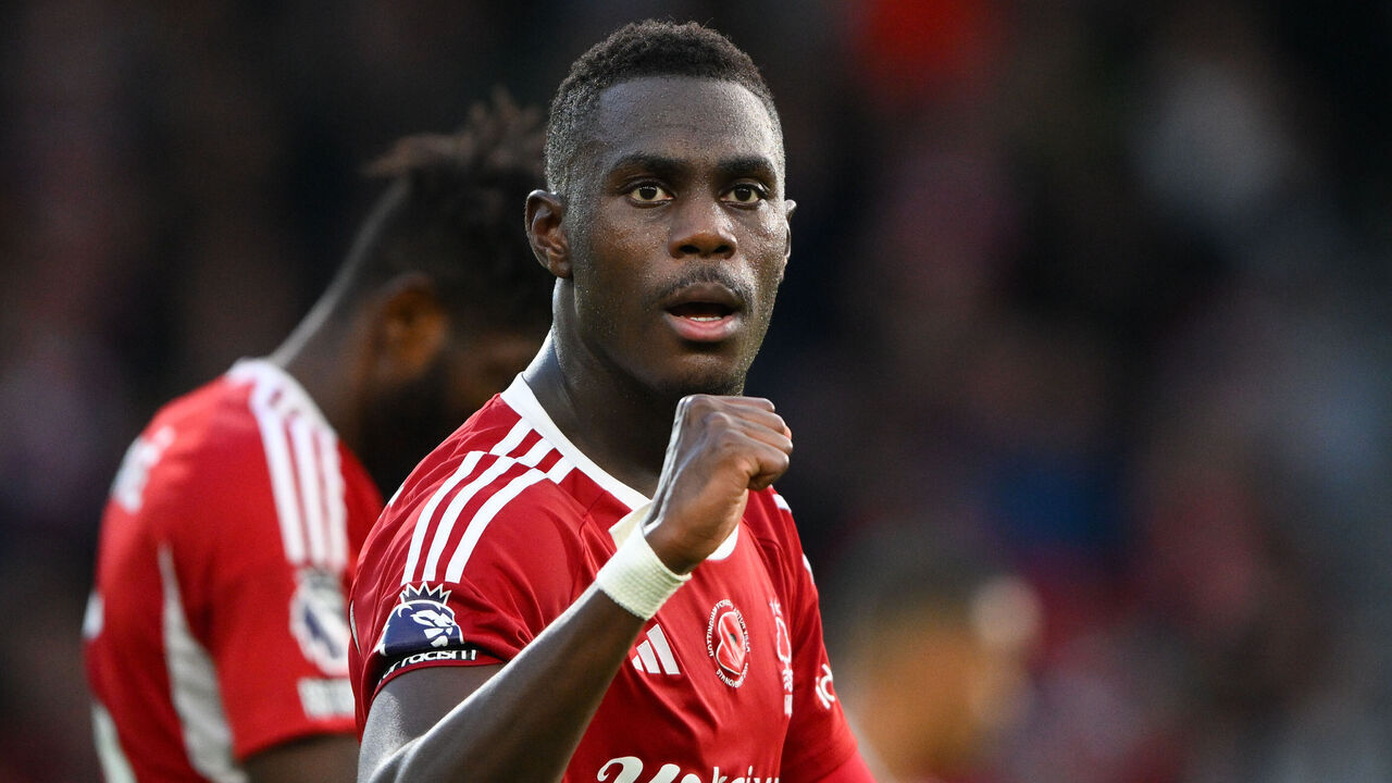 Moussa Niakhate of Nottingham Forest celebrates victory during the Premier League match between Nottingham Forest and Aston Villa at the City Ground, Nottingham on Sunday 5th November 2023.