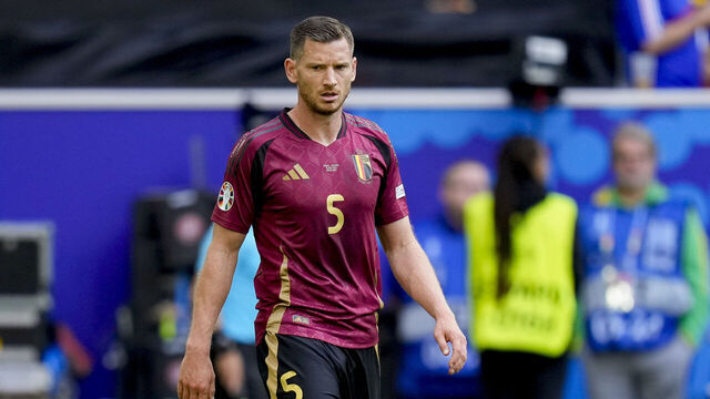 DUSSELDORF, GERMANY - JULY 1: Jan Vertonghen of Belgium looks on during the UEFA EURO 2024 round of 16 match between France and Belgium at Düsseldorf Arena on July 1, 2024 in Dusseldorf, Germany.