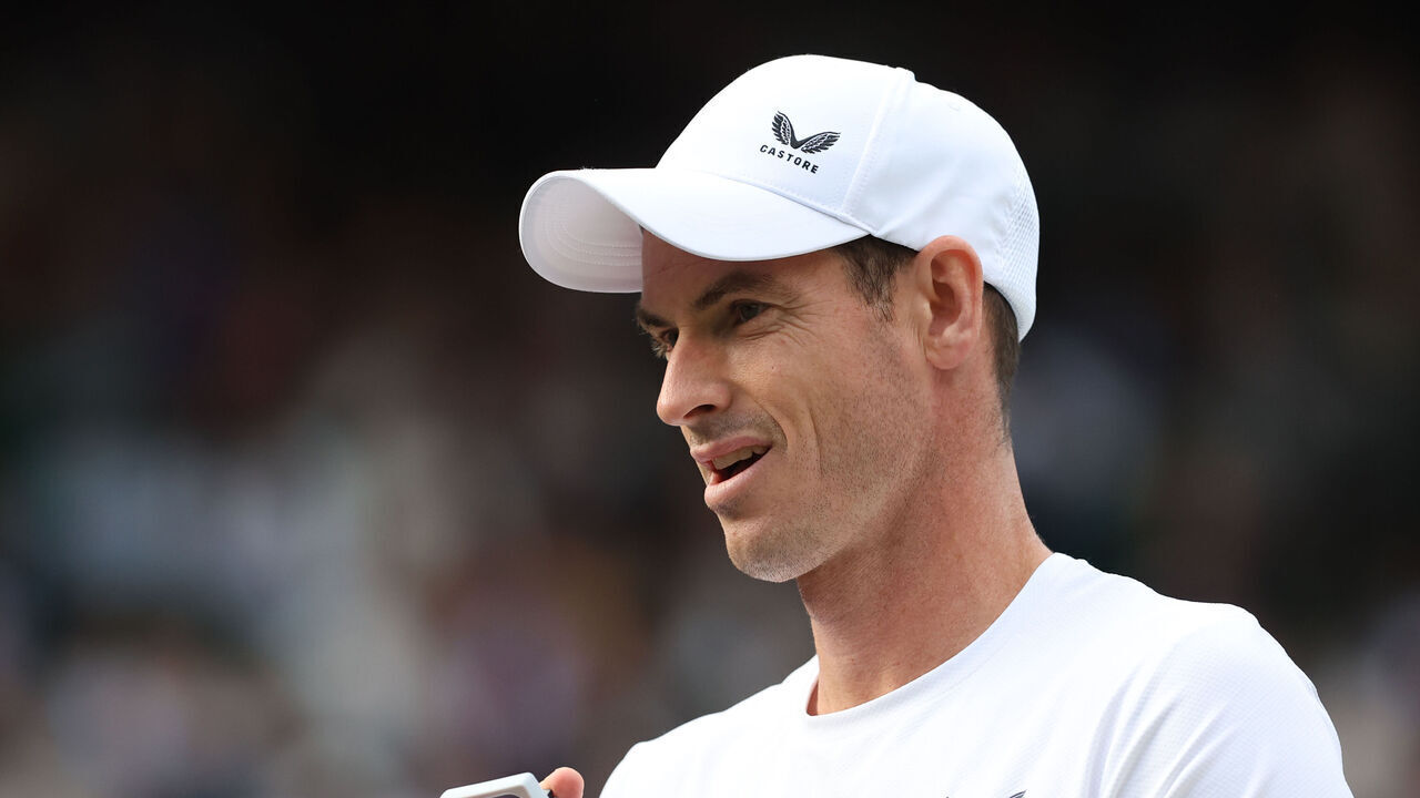 LONDON, ENGLAND - JULY 4: Andy Murray (GBR) during his and Jamie Murray's Gentlemen's Doubles First Round match against Rinky Hijikata and John Peers (AUS) during day four of The Championships Wimbledon 2024 at All England Lawn Tennis and Croquet Club on July 4, 2024 in London, England.