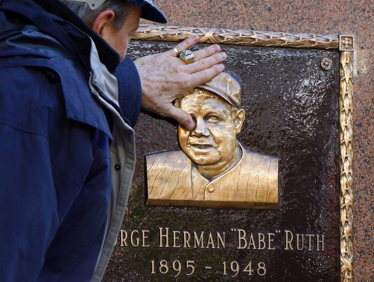 A statue of former Texas Rangers catch Ivan Rodriguez aka Pudge at